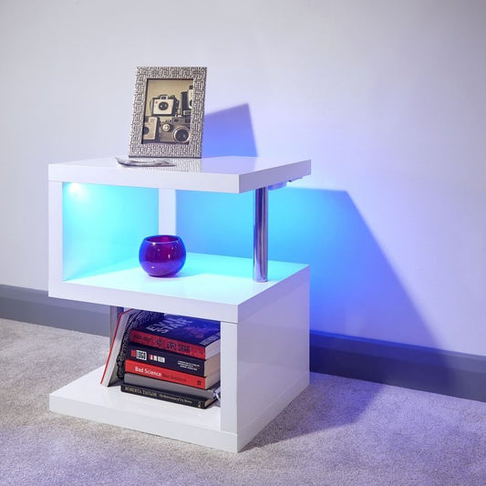 Polar Side Table White 2 Shelves