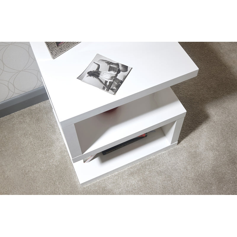 Polar Side Table White 2 Shelves