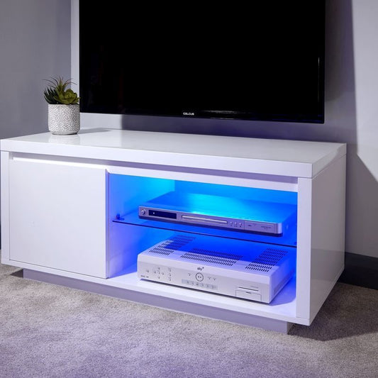 Polar TV Unit White 2 Shelves 1 Door