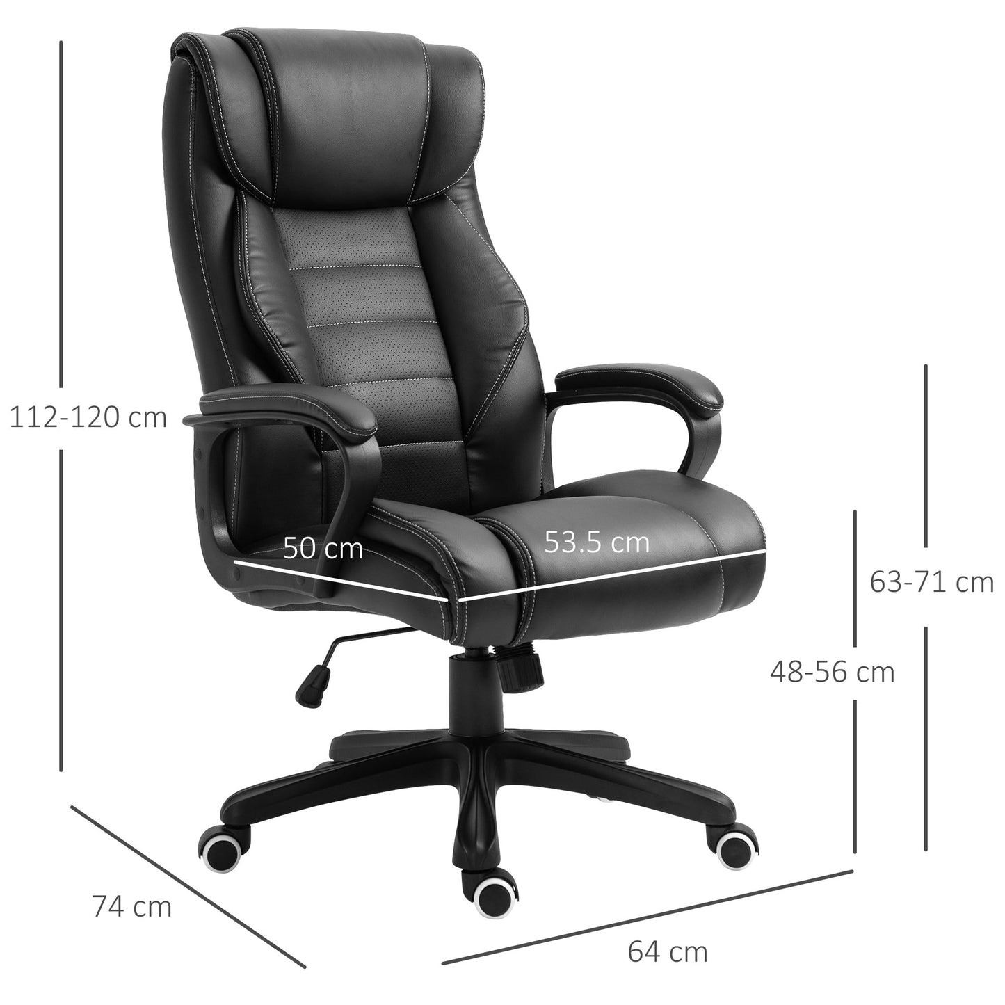 Vinsetto Faux Leather Massage Executive Office Chair - Black