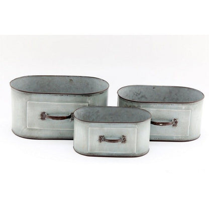 3x Planter Metal Grey