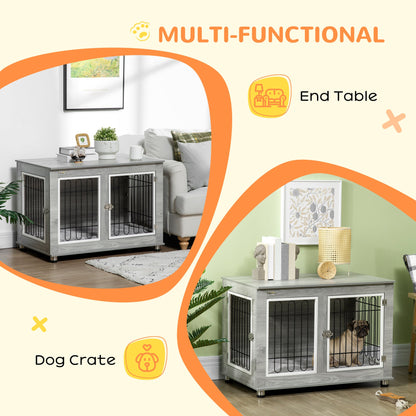 PawHut Dog Crate Furniture Side End Table with Soft Washable Cushion