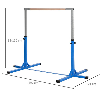 Height Adjustable Gymnastics Horizontal Bar For Kids Home Gym Training Children Junior Kip High Bar Fitness Blue