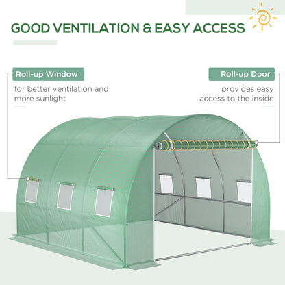 3m x 3m x 2m Greenhouse Replacement Cover ONLY Winter Garden Plant PE Cover for Tunnel Walk-in Greenhouse with Roll-up Windows Door Outdoor