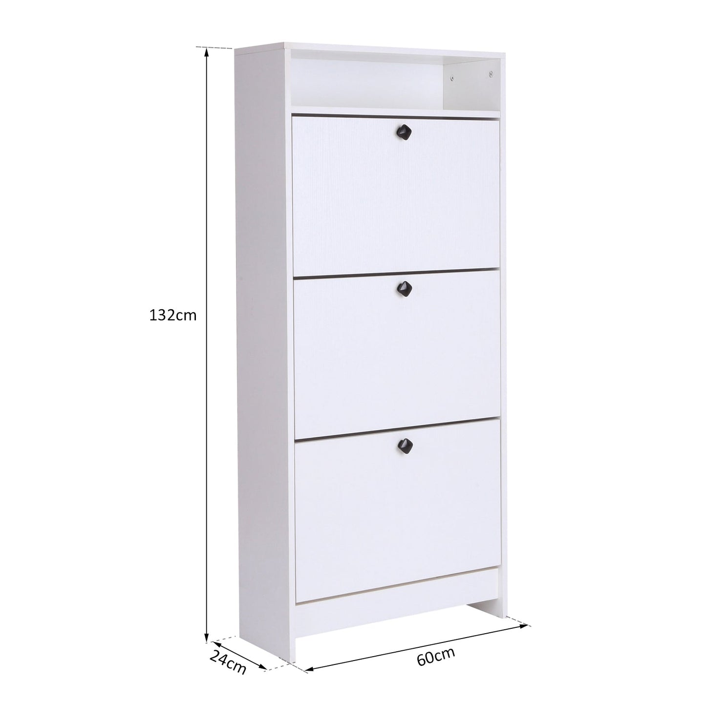 Homcom Three-Tipping Drawer Shoe Storage Cabinet - White