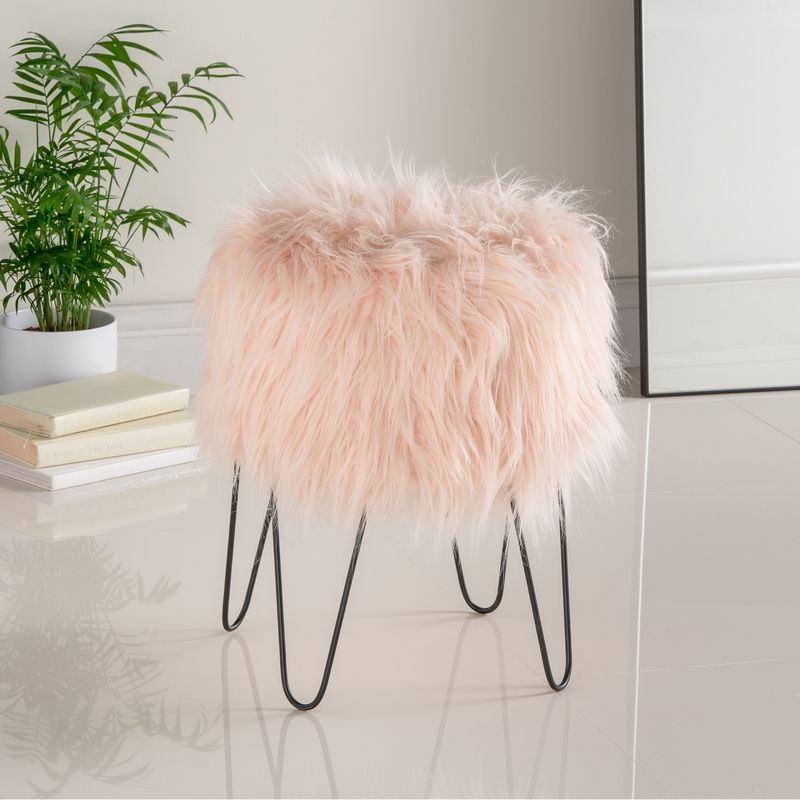 Hamilton McBride Blush Fur Footstool