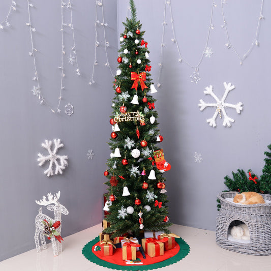 7FT Artificial Pine Pencil Slim Christmas Tree with 499 Branch Tips Xmas Holiday Décor with Stand Green