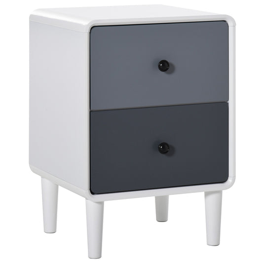 Modern Side Cabinet Nightstand Home Organizer with 2 Storage Drawer Unit for Bedroom