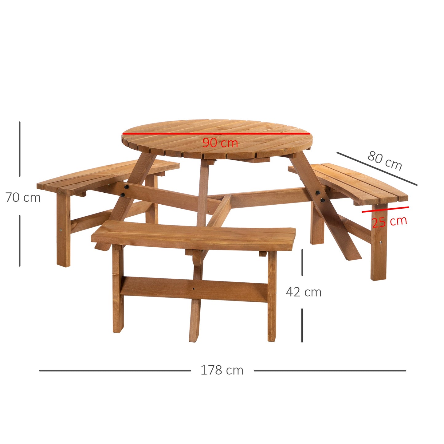 Fir Wood Pub Parasol Table and Bench Set 6 Person Heavy Duty Patio Dining Garden Outdoor Furniture