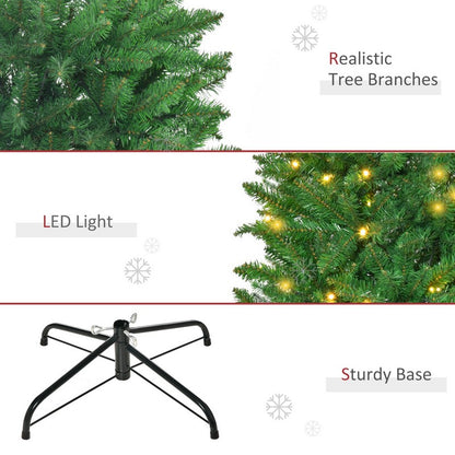 6FT Prelit Artificial Christmas Tree with Warm White LED Light Holiday Home Decoration