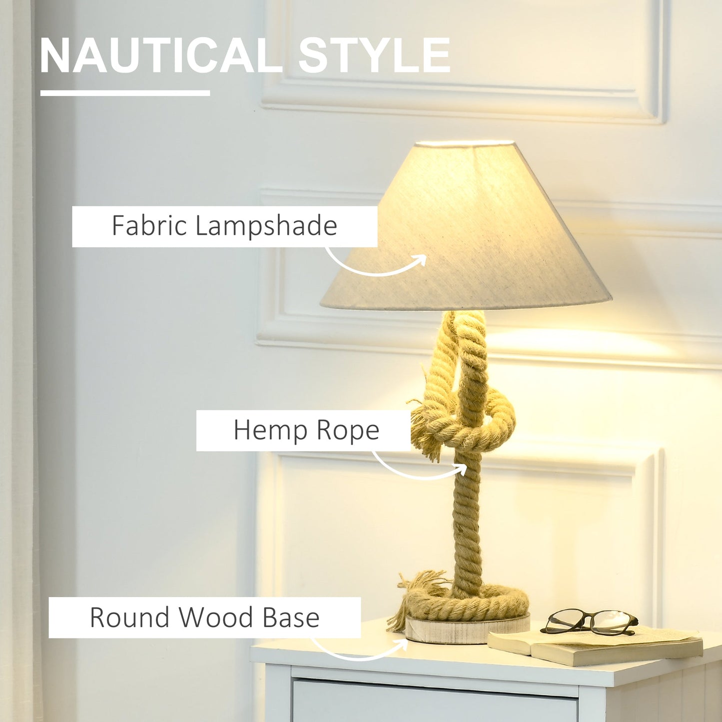 Nautical Style Table Lamp with Fabric Lampshade