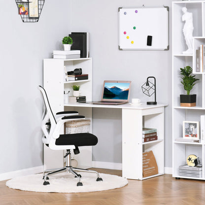 120cm Modern Computer Desk Bookshelf Study Table Workstation PC Laptop Writing Home Office 6 Shelves White