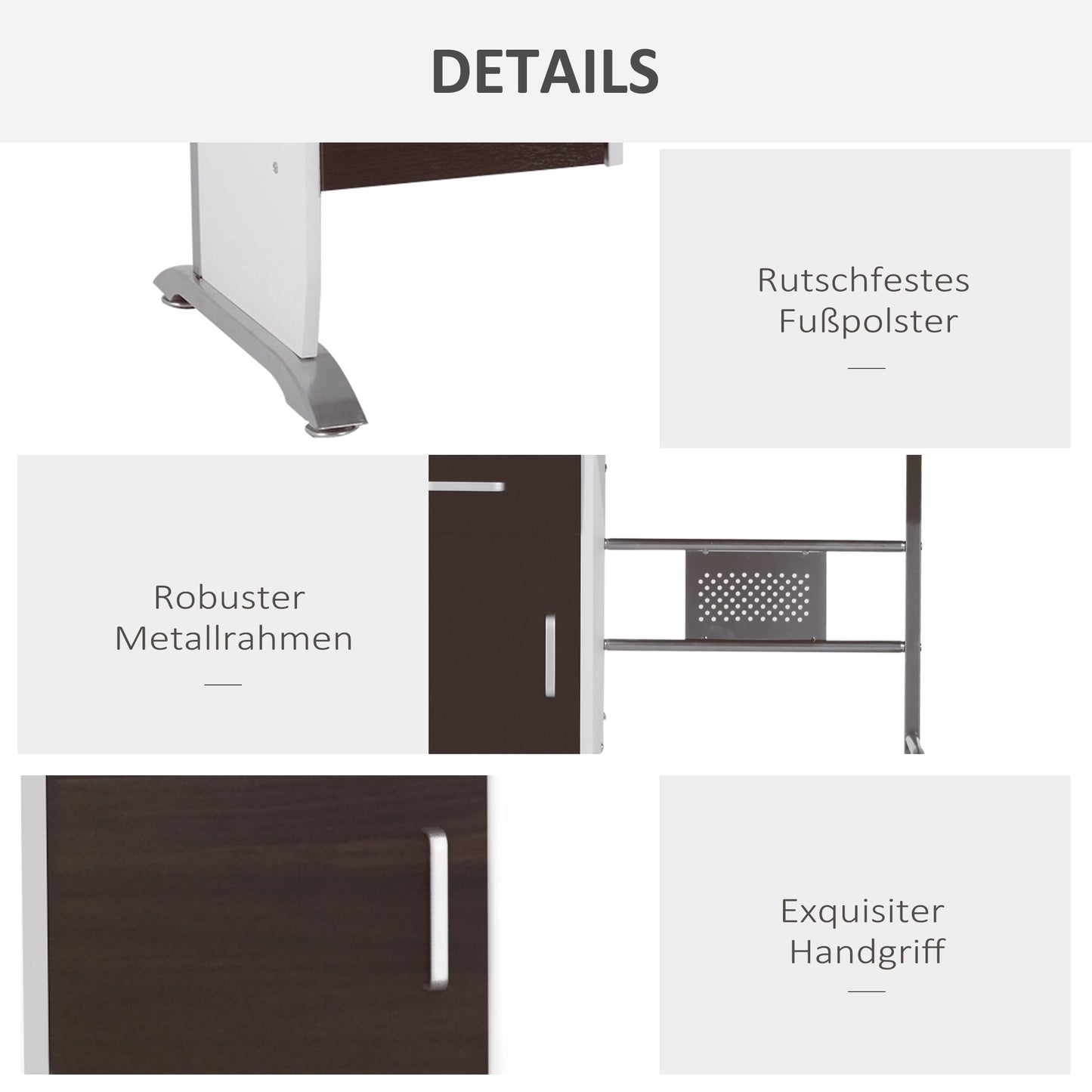 Computer Desk with Sliding Keyboard Tray Storage Drawers and Host Box Shelf Home Office Workstation Black walnut