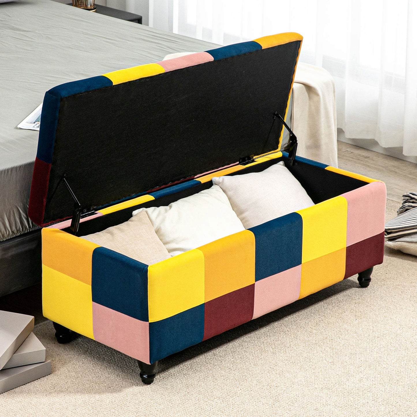 114 x 47 x 47cm Velvet Storage Ottoman