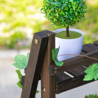 3-Tier Wooden Plant Shelf Foldable Plant Pots Holder Stand Indoor Outdoor 60L x 37W x 93H cm