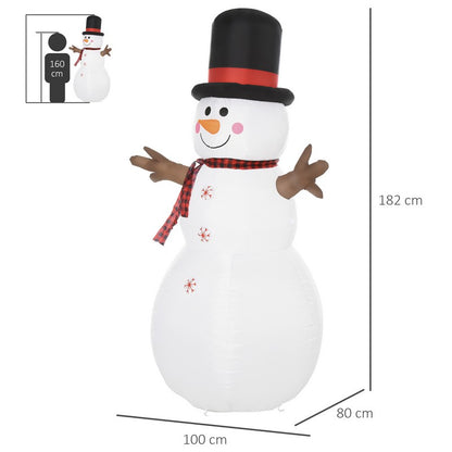 Homcom 1.8m LED Polyester Outdoor Christmas Inflatable Snow Man