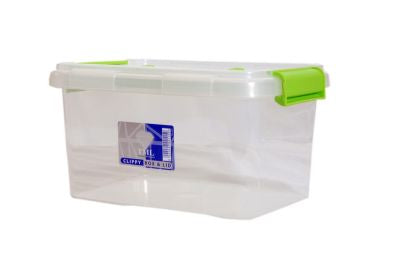 Plastic Storage Box 3.5 Litres - Clear & Green by TML