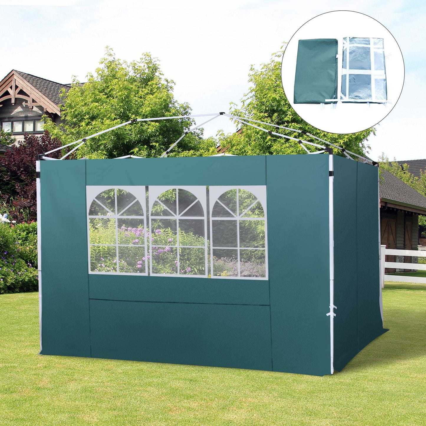 3 Meters Gazebo Replaceable Exchangeable Side Panel Wall Panels Walls With Window 3 colours Green