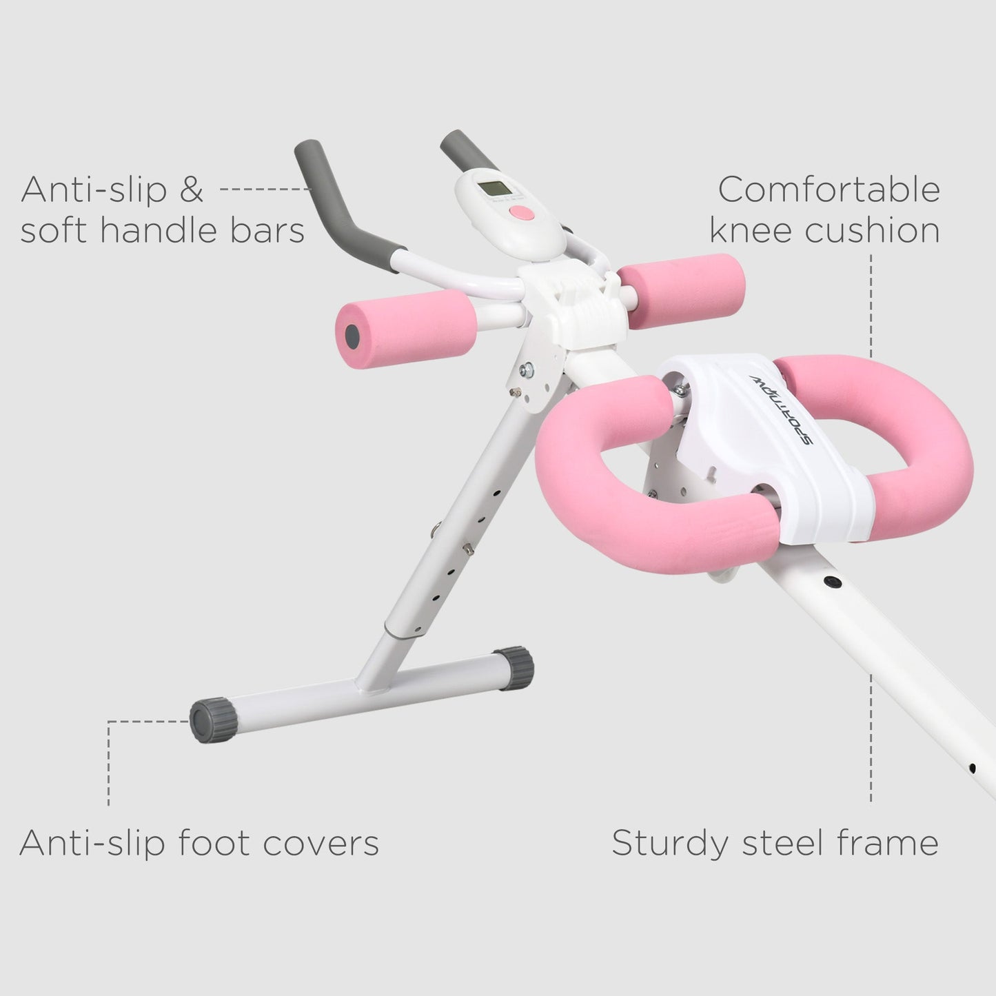 Folding Ab Trainer With LCD Monitor White & Pink by Sportnow