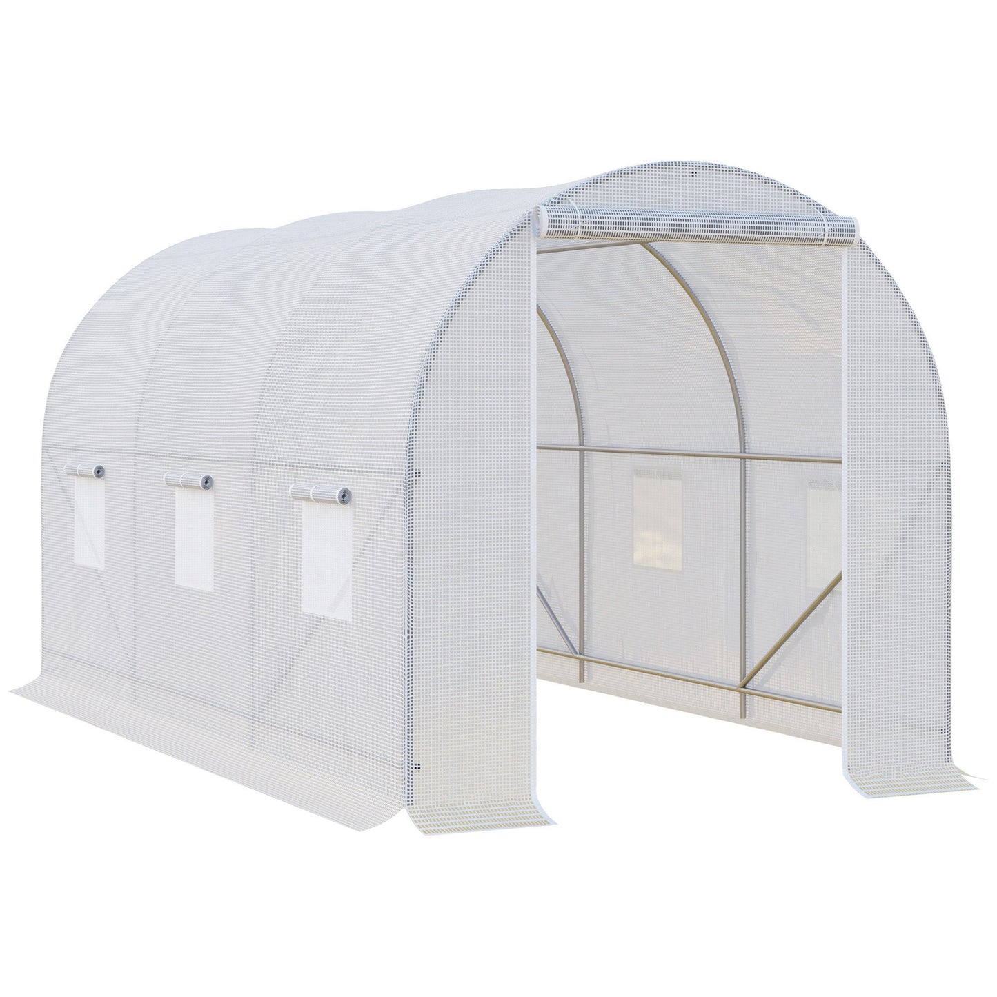 3.5 x 2 x 2 m Large Galvanised Steel Frame Outdoor Poly Tunnel Garden Walk-In Patio Greenhouse - White