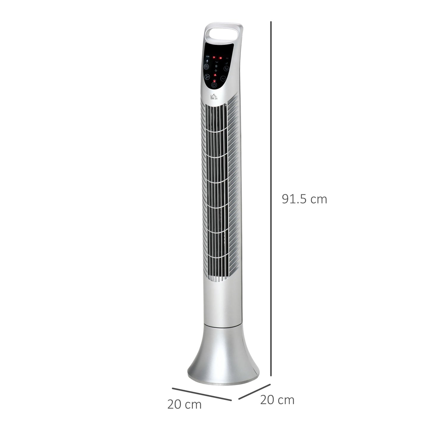 Oscillating Three Speed Tower Fan With Timer & Remote Control Silver