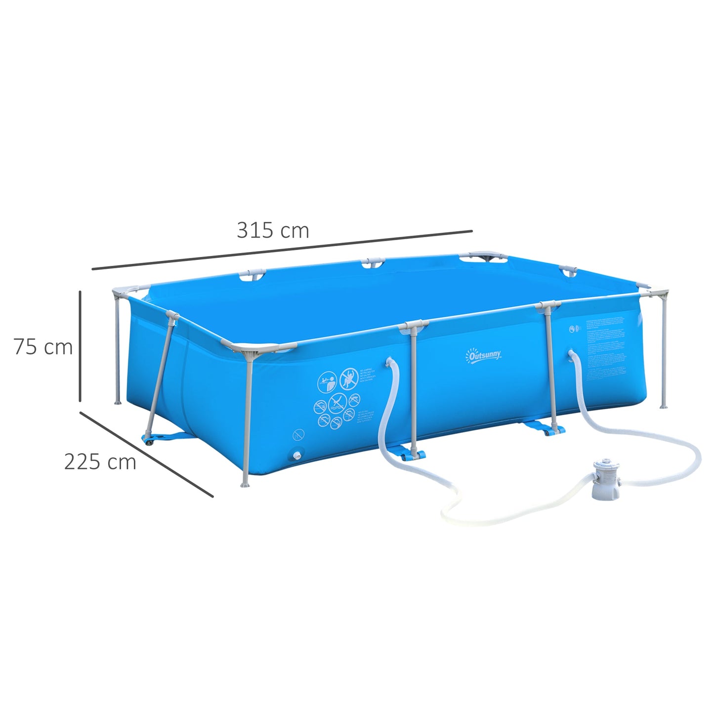 Steel Frame Swimming Pool w/ Filter Pump and Reinforced Sidewalls Rust Resistant