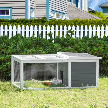 PawHut Wooden Rabbit Hutch Guinea Pig Small Animal Cage Rabbit Run Duck House Asphalt roof Indoor Outdoor 115 x 66 x 47.5 cm