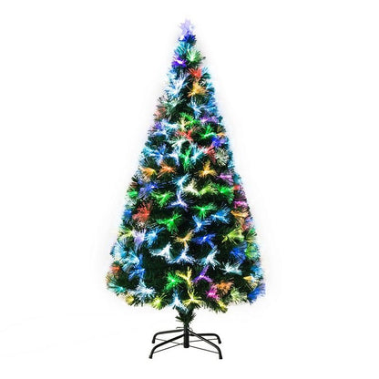 5FT Tall Artificial Tree Fiber Optic Colorful LED Pre-Lit Holiday Home Christmas Decoration with Flash Mode