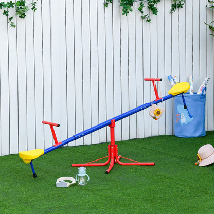 Kids 360 Degree Rotating Metal Seesaw Swivel Teeter Totter Children's Playground Equipment for Garden Outdoor Indoor Swing