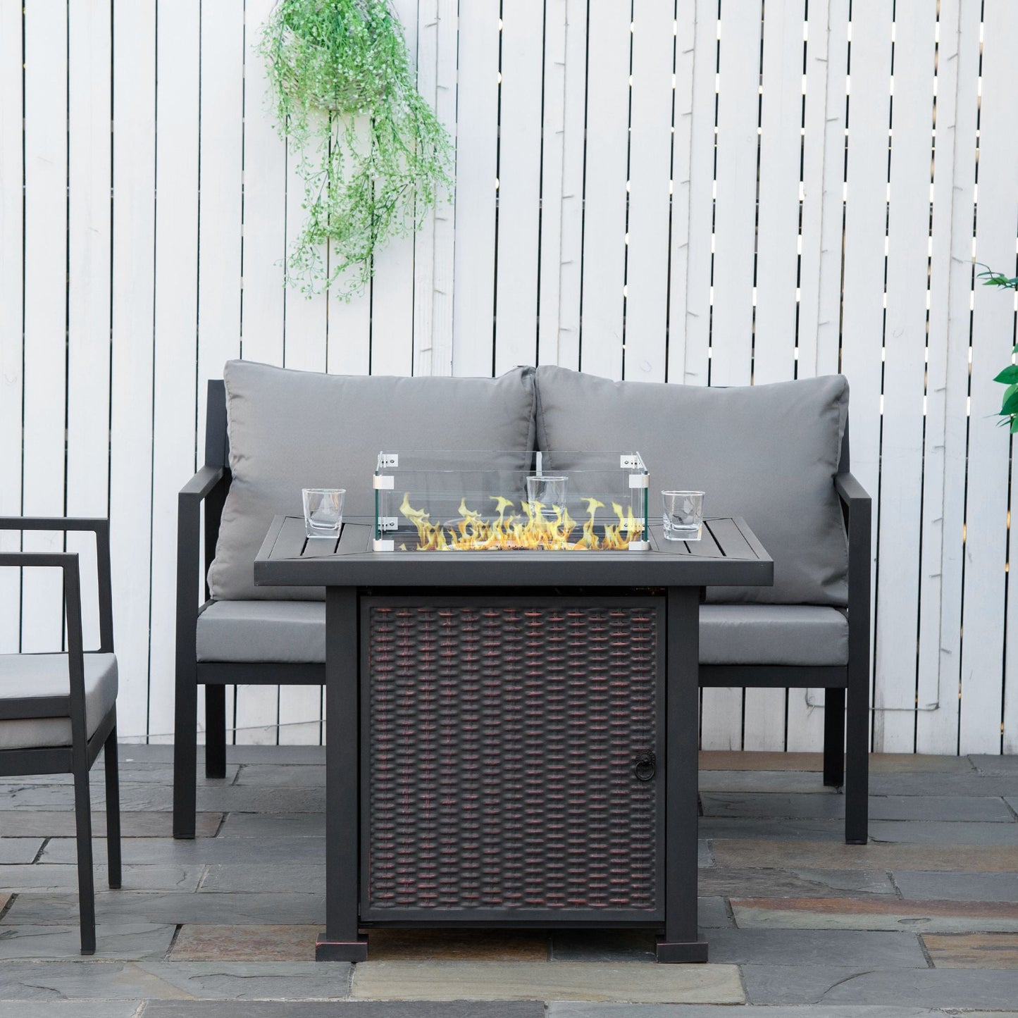 Square Propane Gas Fire Pit Table