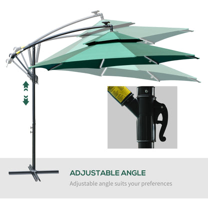 3M Cantilever Banana Parasol Hanging Umbrella with Double Roof