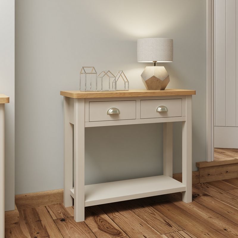 Westbridge Console Table Oak Grey 2 Drawers