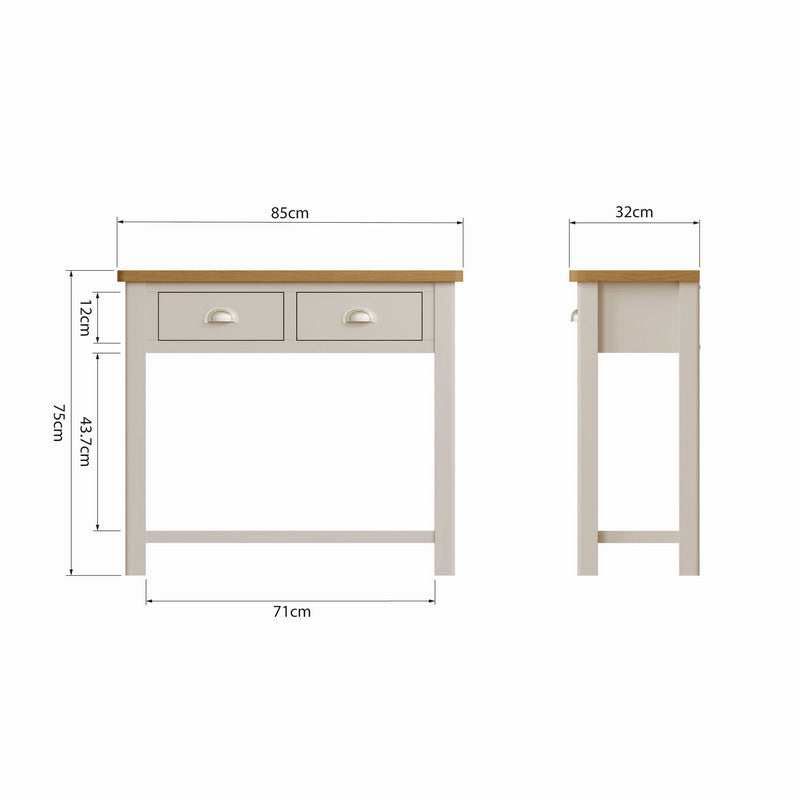 Westbridge Console Table Oak Grey 2 Drawers