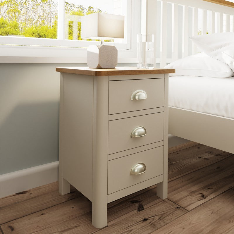 Westbridge Bedside Table Oak Grey 3 Drawers