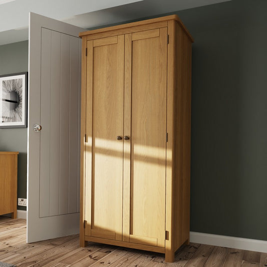 Rutland Tall Wardrobe Oak Natural 2 Doors