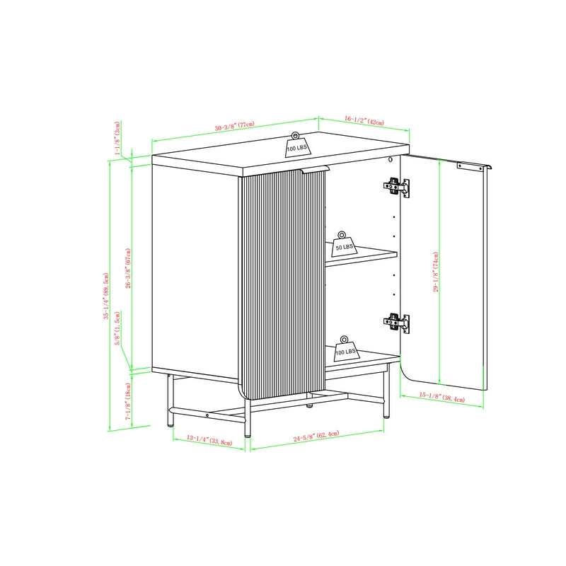 Deco Cabinet Beige 2 Doors 2 Shelves