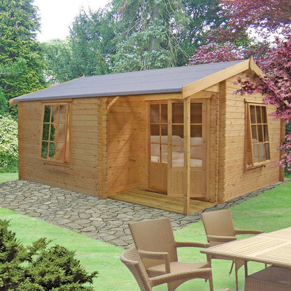 Shire Ringwood 11' 9" x 12' 9" Reverse Apex Log Cabin - Premium 28mm Cladding Tongue & Groove