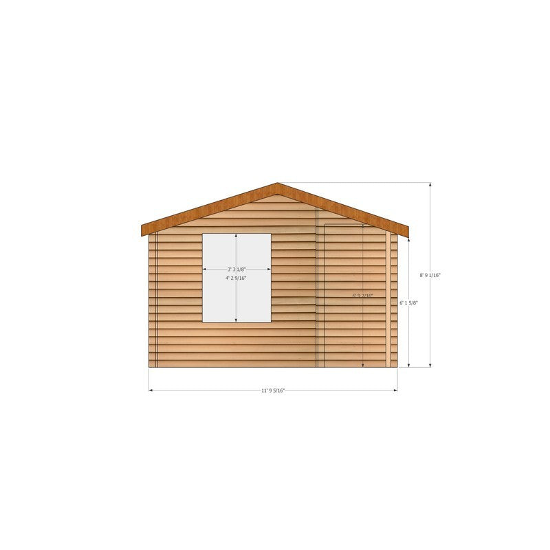 Shire Ringwood 11' 9" x 12' 9" Reverse Apex Log Cabin - Premium 28mm Cladding Tongue & Groove with Assembly