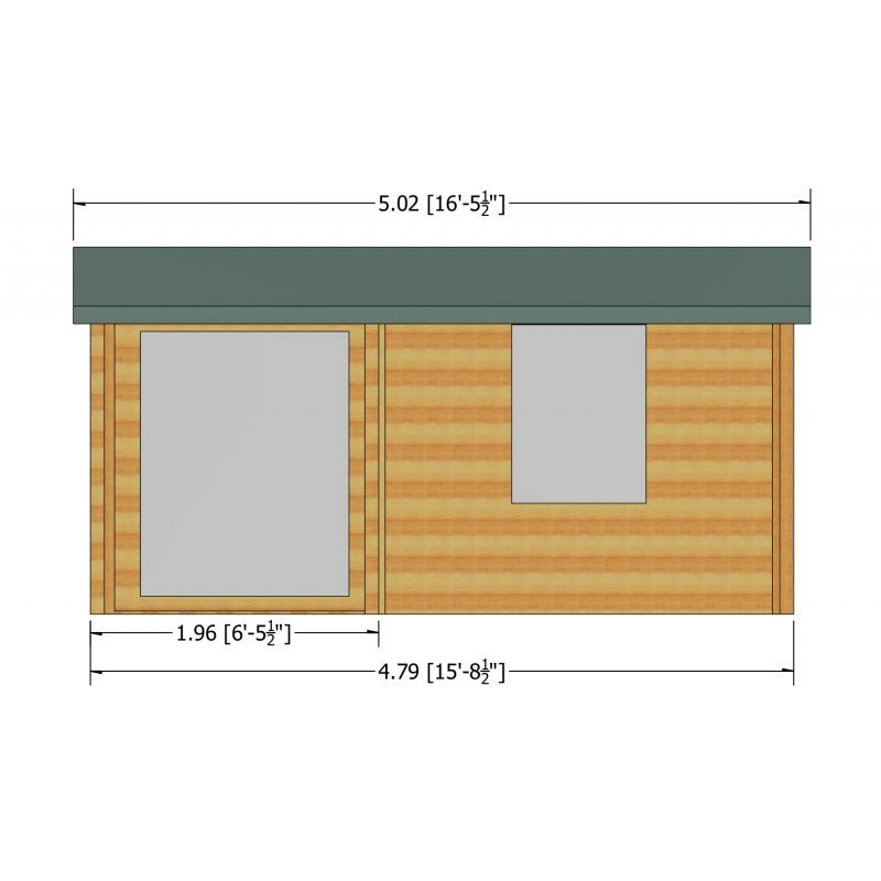 Shire Ringwood 13' 8" x 15' 8" Reverse Apex Log Cabin - Premium 28mm Cladding Tongue & Groove with Assembly