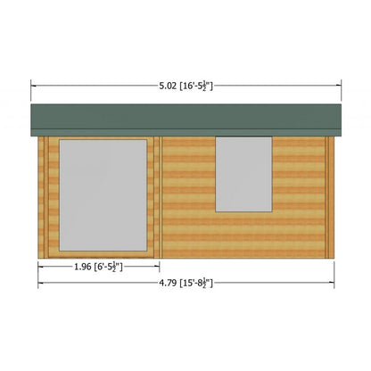 Shire Ringwood 13' 8" x 15' 8" Reverse Apex Log Cabin - Premium 28mm Cladding Tongue & Groove with Assembly