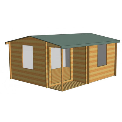 Shire Ringwood 13' 8" x 15' 8" Reverse Apex Log Cabin - Premium 28mm Cladding Tongue & Groove with Assembly