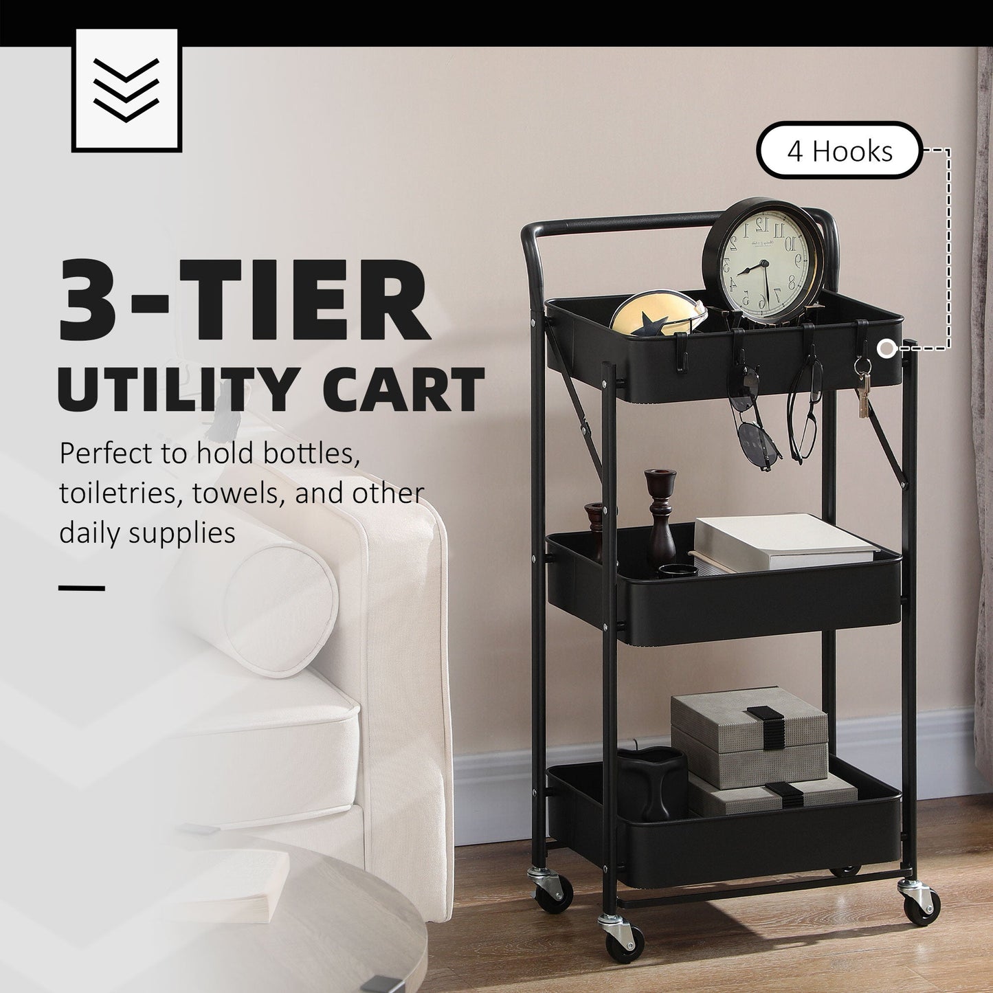 3 Tier Storage Trolley Cart