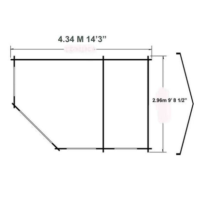 Shire Rowney 14' x 10' Hexagonal Hip Log Cabin - Premium 28mm Cladding Tongue & Groove