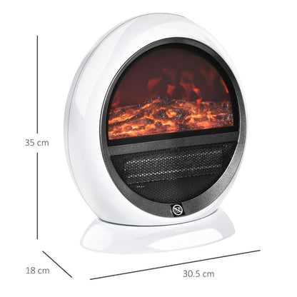 1500W Freestanding Electric Fireplace Heater W/ Flame Effect Rotatable Head-White