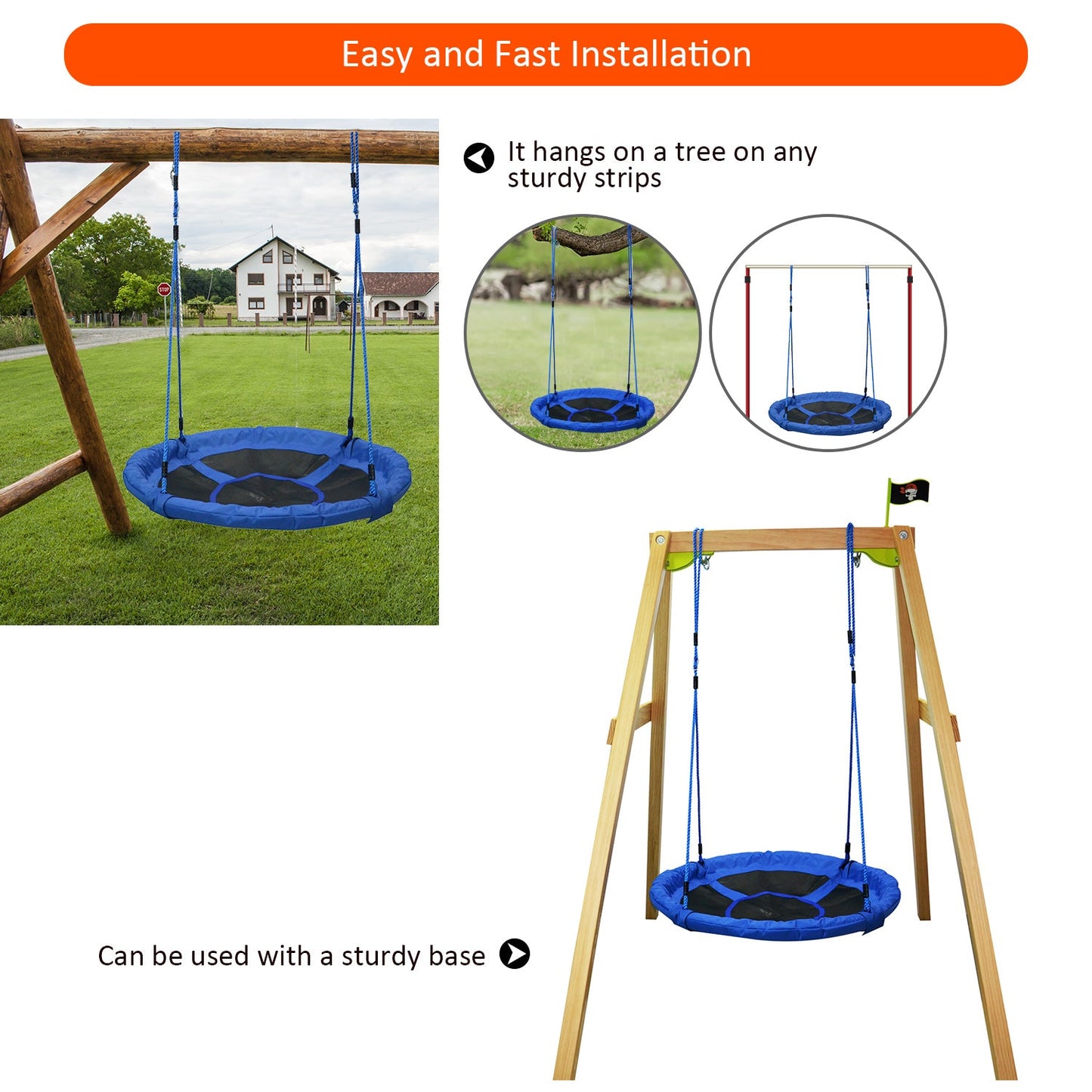 Kids Garden Swing Round Tree Spin