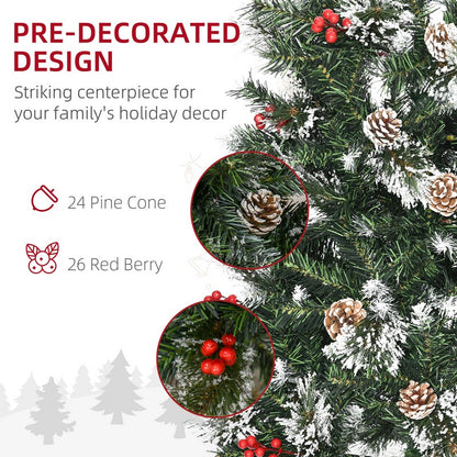 5FT Snow Dipped Artificial Christmas Tree Slim Pencil Xmas Tree with 402 Realistic Branches