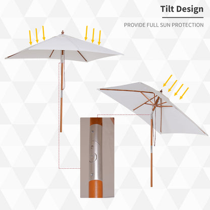 2m x 1.5m Garden Parasol Umbrella with Tilting Sunshade Canopy