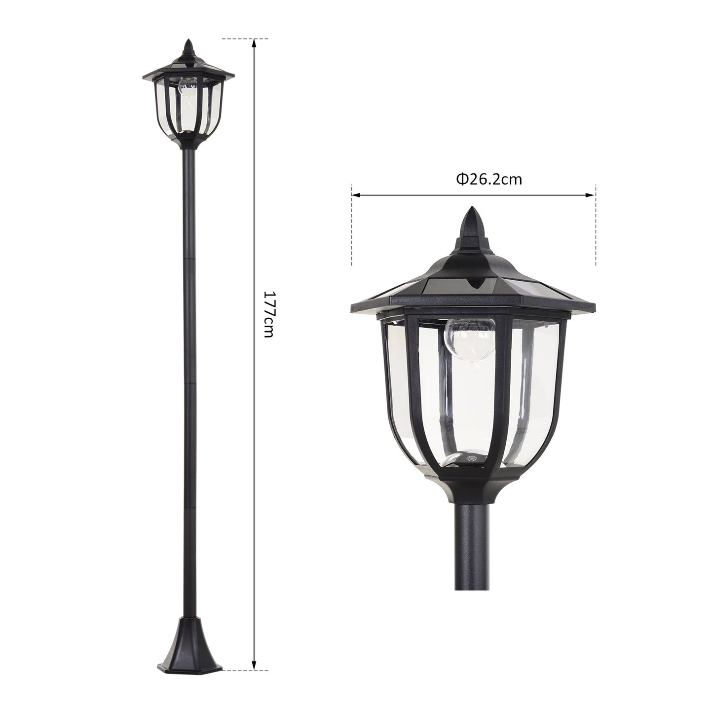 Outdoor Garden Solar Post Lamp Sensor Light LED Lantern Bollard Pathway Torch Light 1.77m Tall