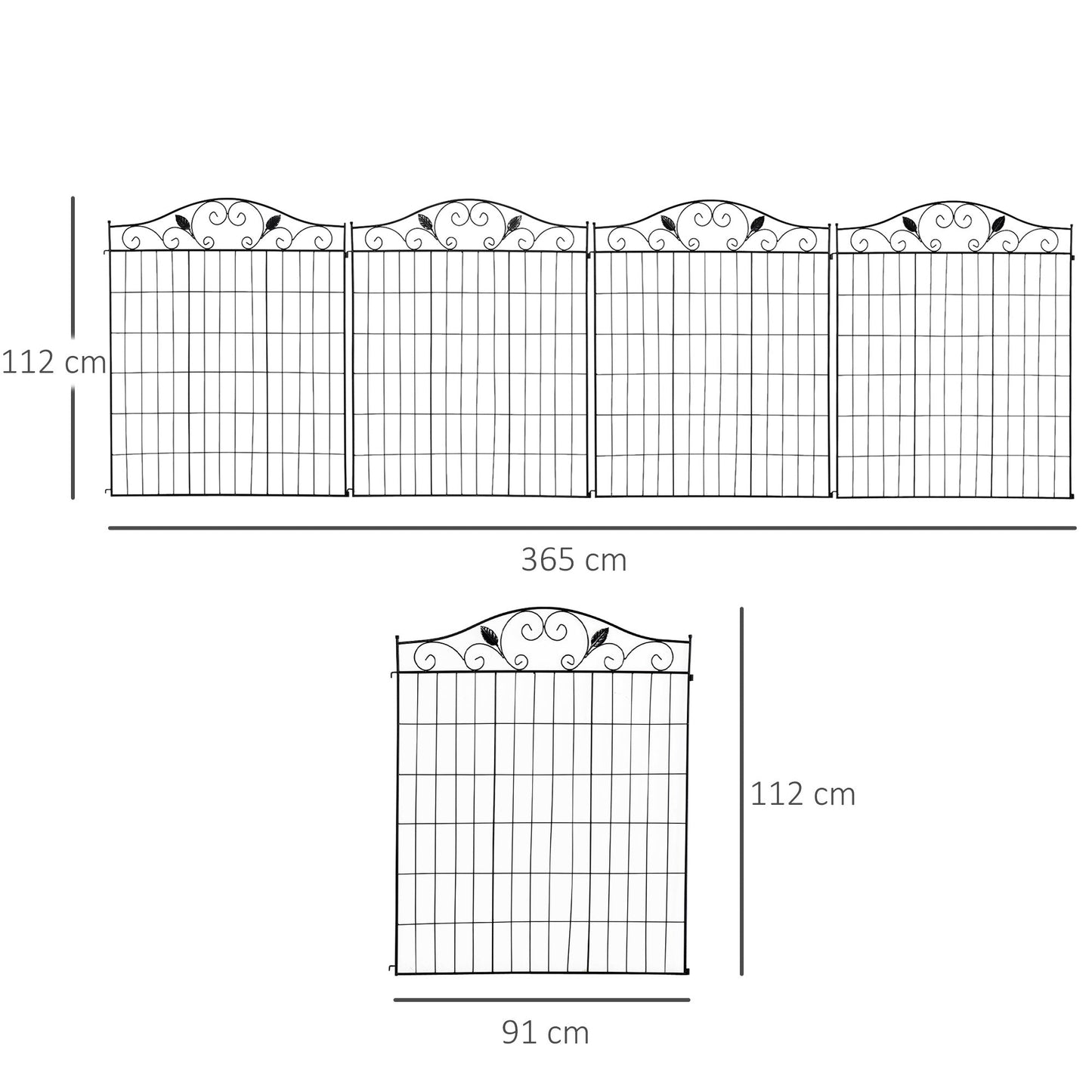 Garden Decorative Fence 4 Panels 44in x 12ft Steel Border Edging for Landscaping