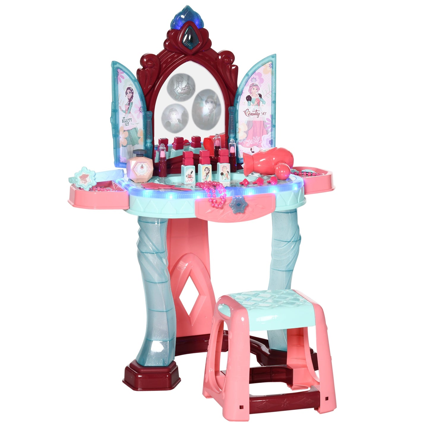 31 PCS Kids Dressing Table Set with Magic Princess Mirror